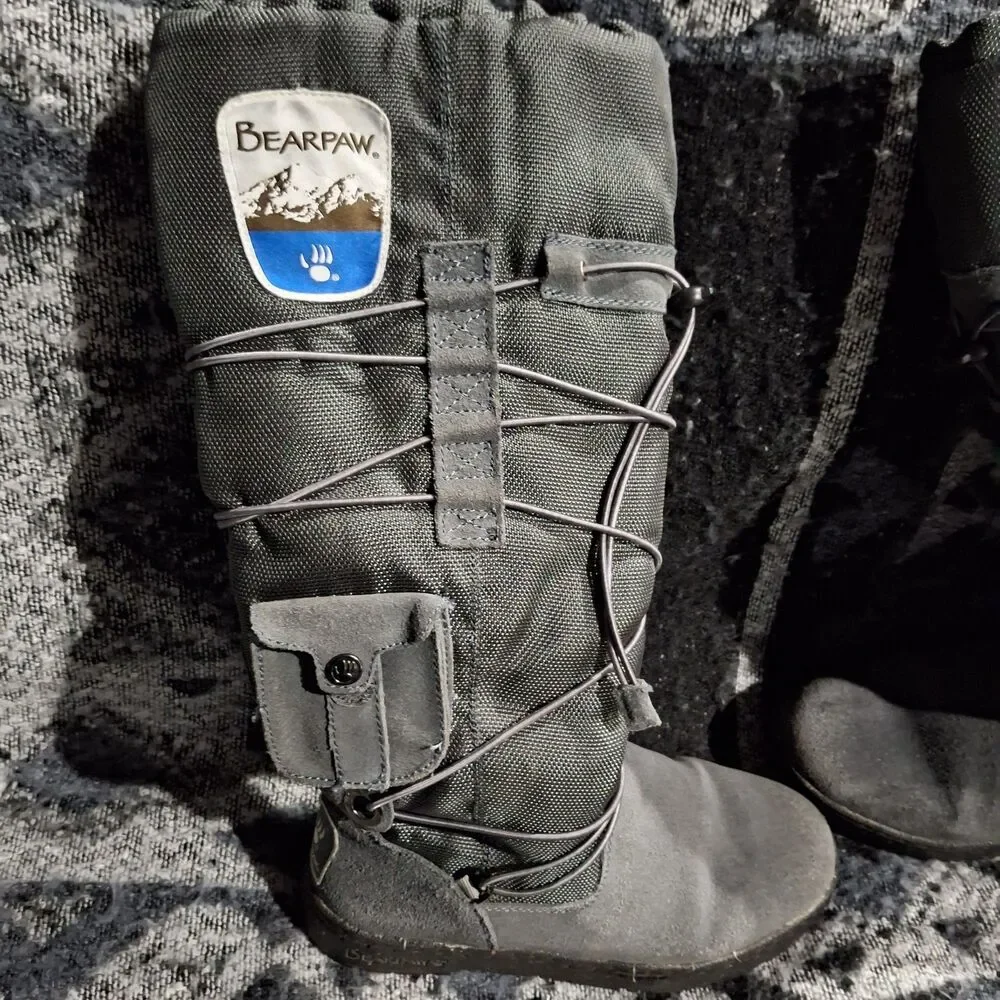 Rare Bearpaw Size 7 1277W - Boreal Tall Winter Boots Wool Blend Lining Sheepskin